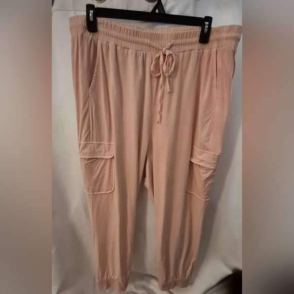 torrid Pants - torrid Blush Drawstring Cargo Linen Straight-Leg Pants
